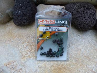 25 Soft Beads mit 6mm Durchmesser in Olive Green